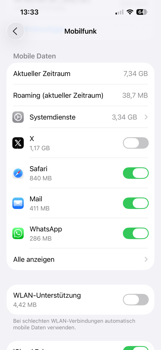 Systemdienste verbrauchen in knapp zwei Monaten über 3 GB Daten