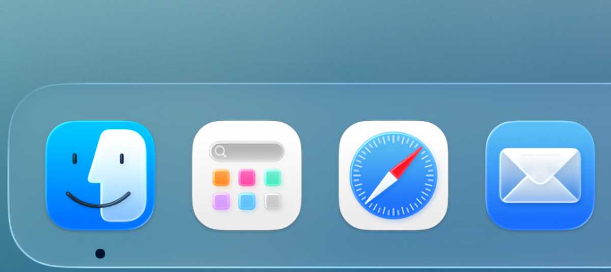 Liquid Glass Dock macOS Tahoe