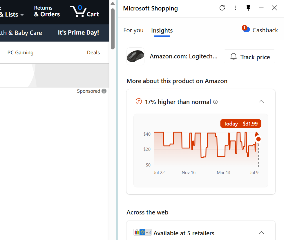 Microsoft Shopping closeup