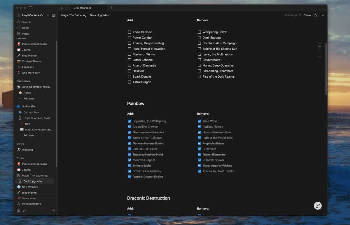 Notion Ticklist Mac