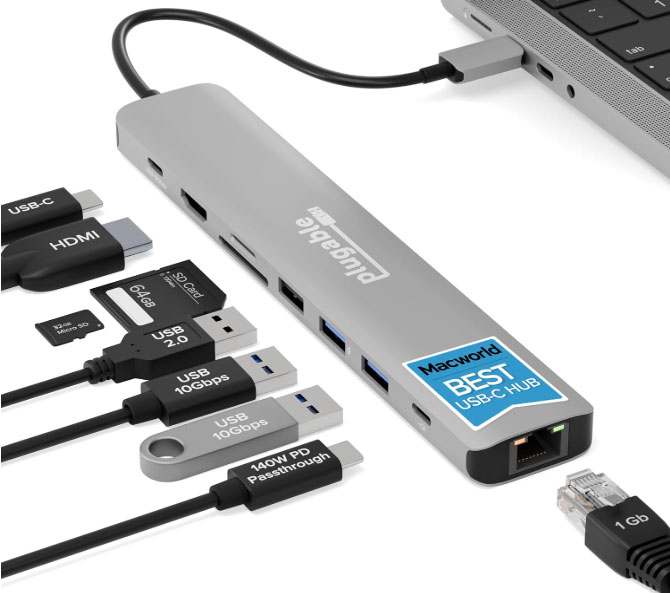Plugable 9-in-1 USB-C Hub Multiport Adapter