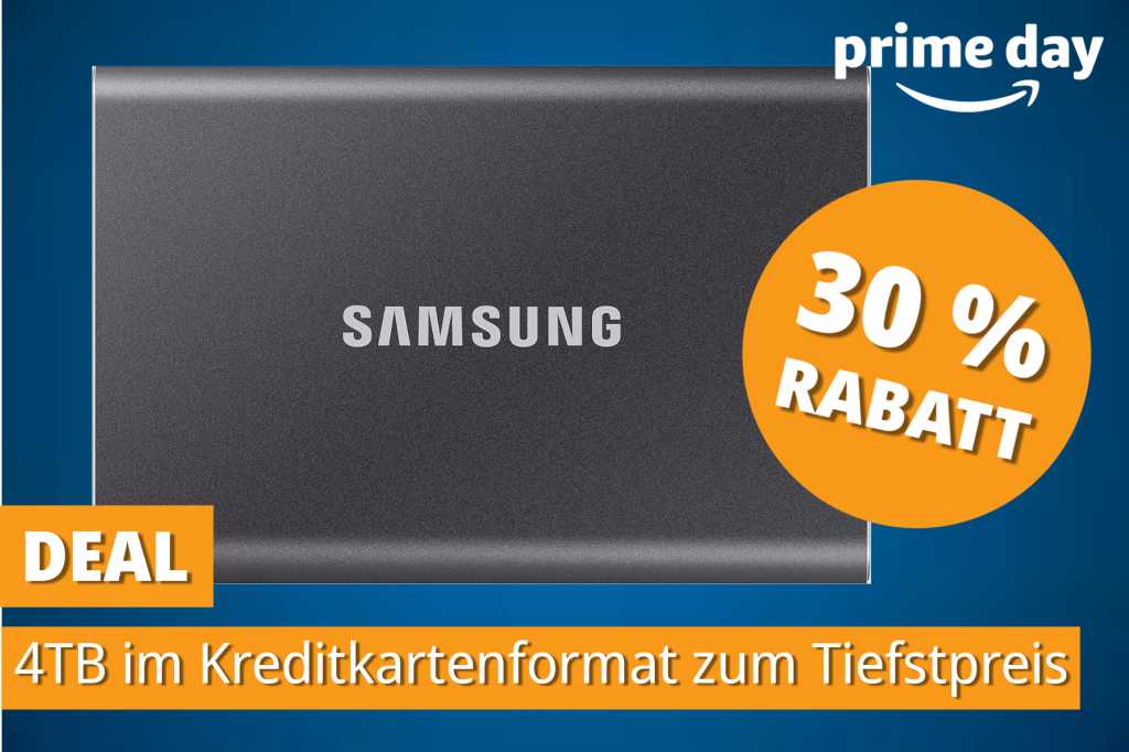 Image: 4 TB fÃ¼r die Hosentasche: Samsung SSD fÃ¤llt zum Prime Day auf Rekordpreis â nur noch heute