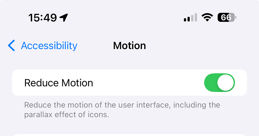 Reduce Motion in iOS