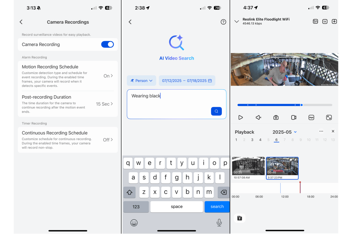 Reolink Elite Floodlight WiFi app screenshots