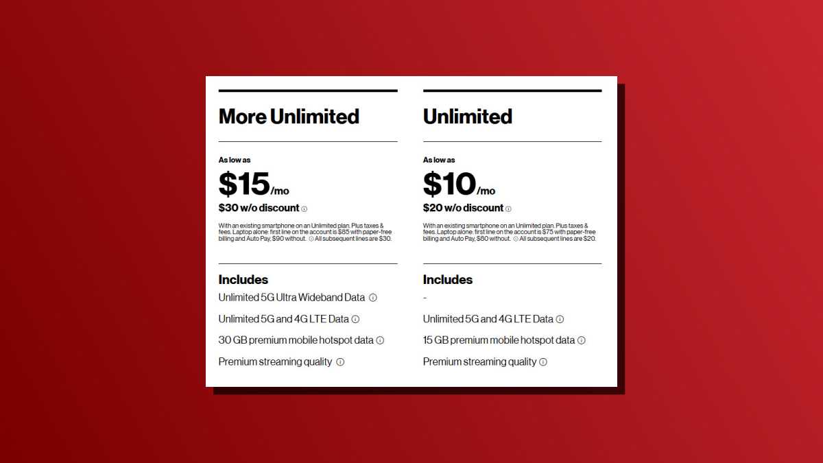 Verizon 5G laptop data plans
