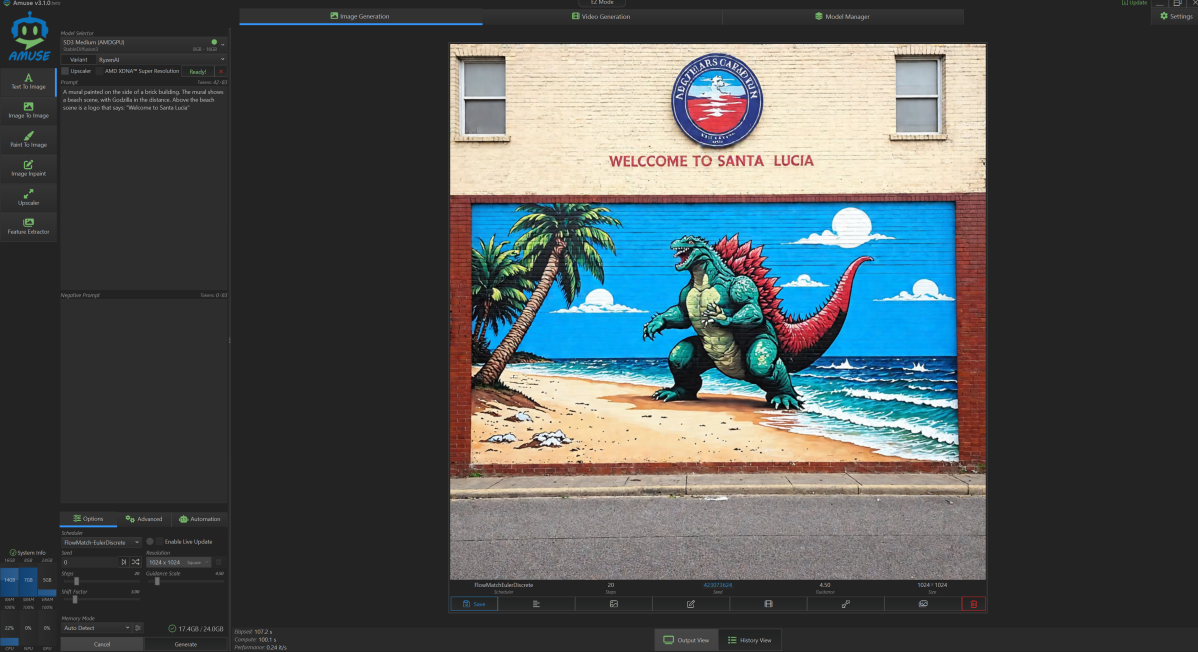 Amuse 3.1 with Godzilla mural