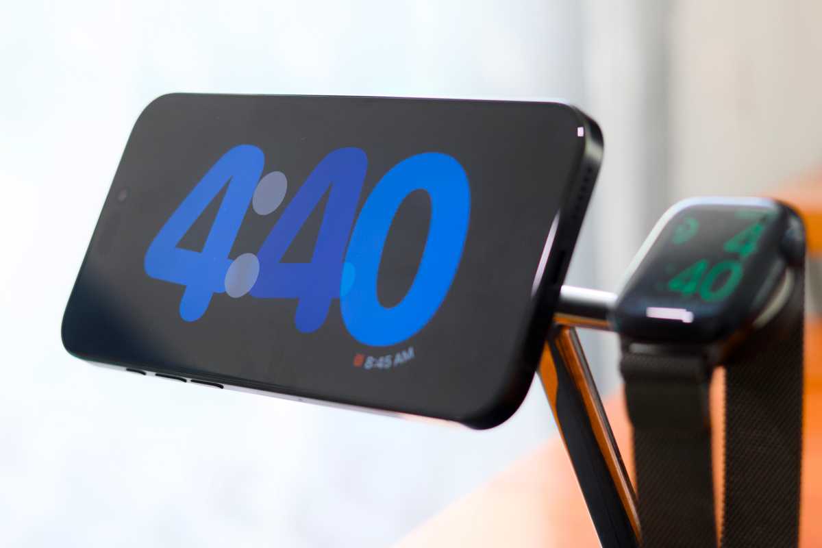iPhone and Apple Watch charging wirelessly