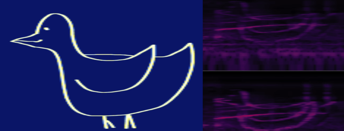 Benn Jordan's original image and The Mouth's audio recreation, visualized.