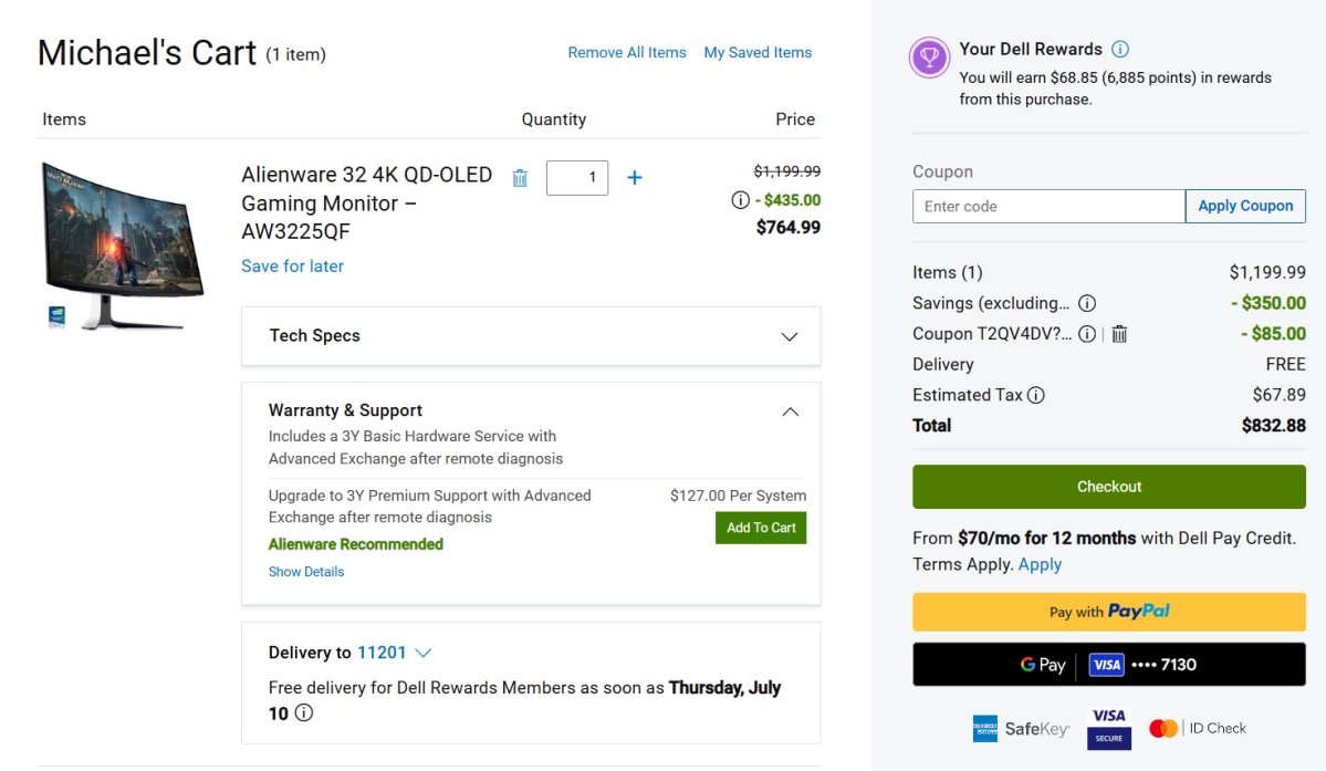 Dell.com OLED monitor discount