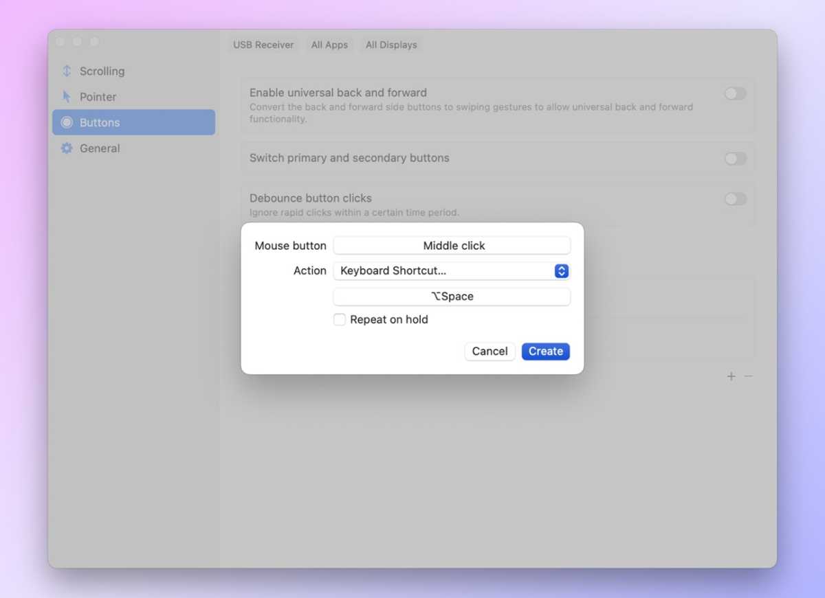 Assigning a button in Linear Mouse for Mac