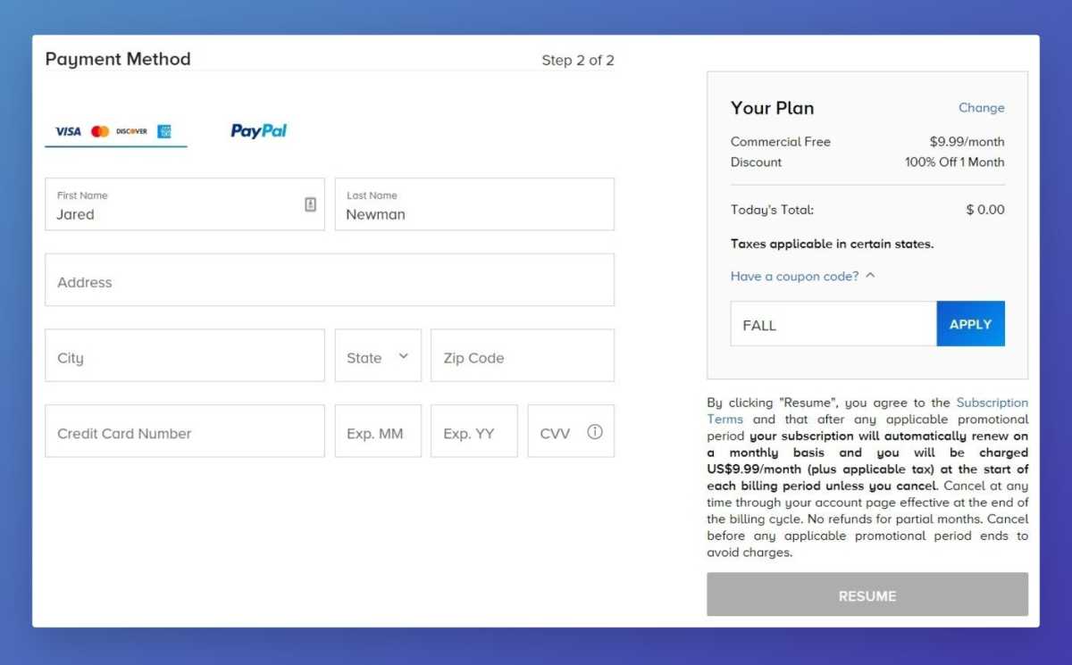 Redeeming a free Paramount+ promo code