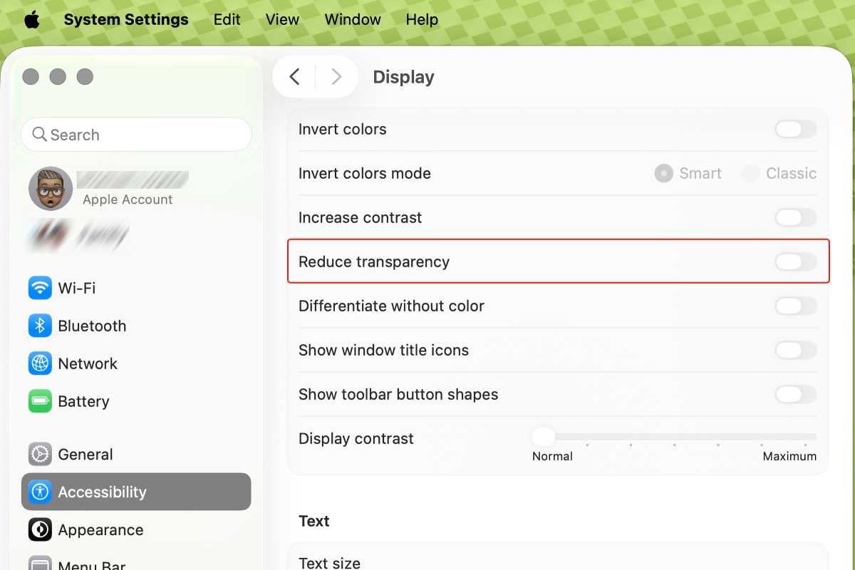 tahoe reduce transparancy off