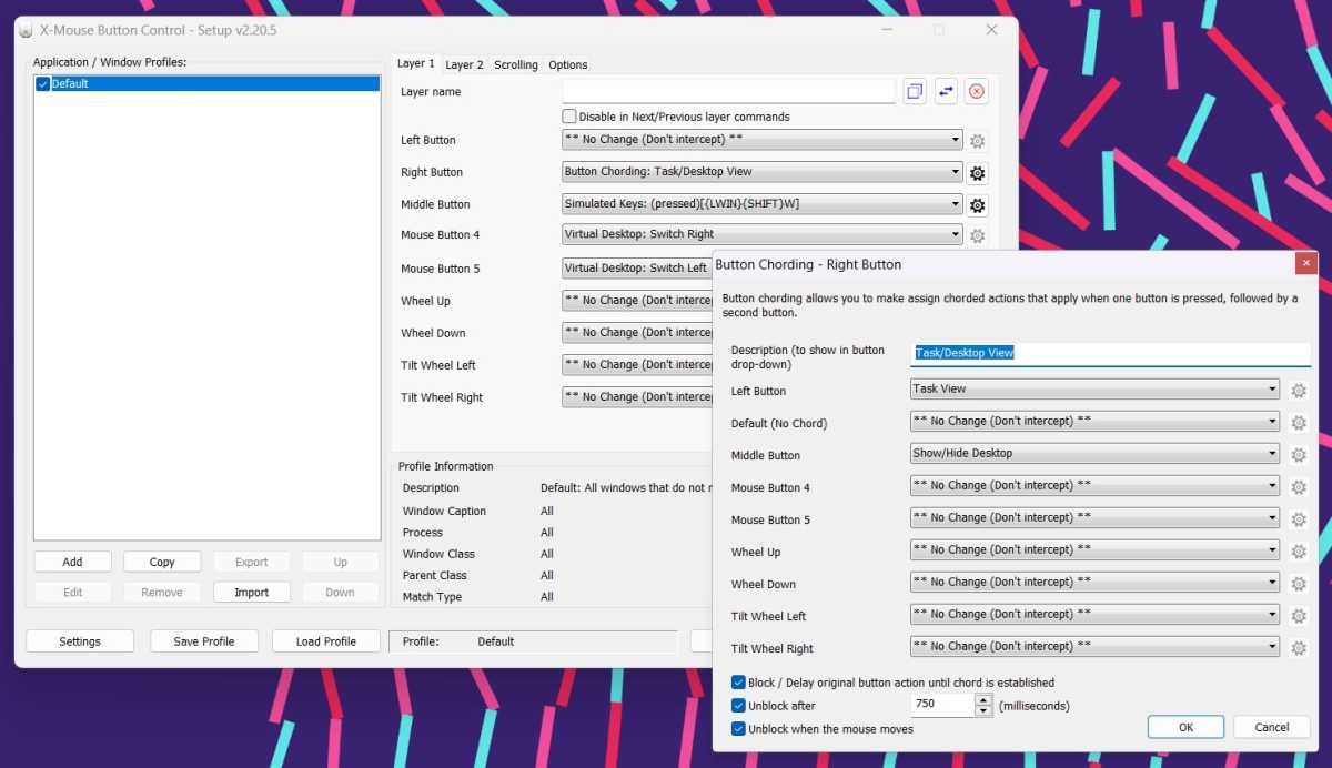 X-Mouse Button Control menu