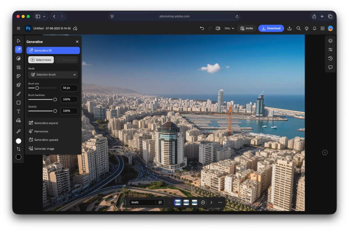 Photoshop genera barcos para una ciudad mejorada