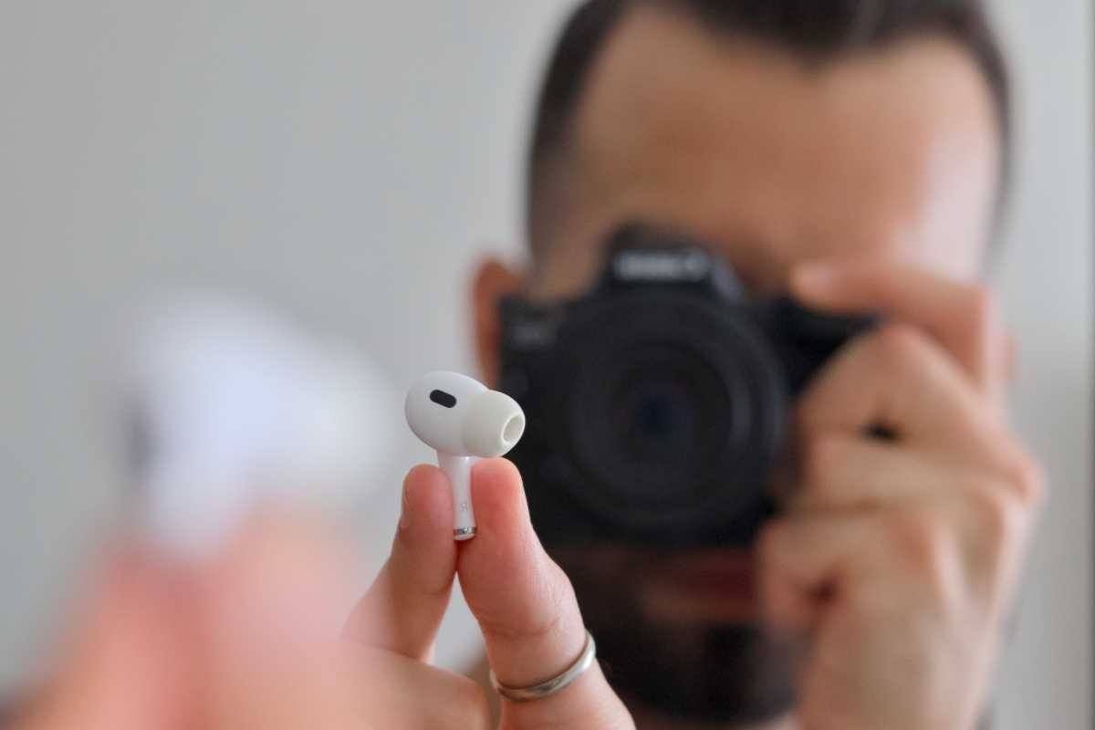 AirPod next to camera