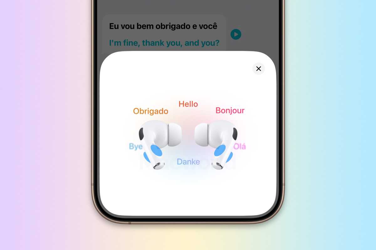 AirPods live translation pop-up on an iPhone