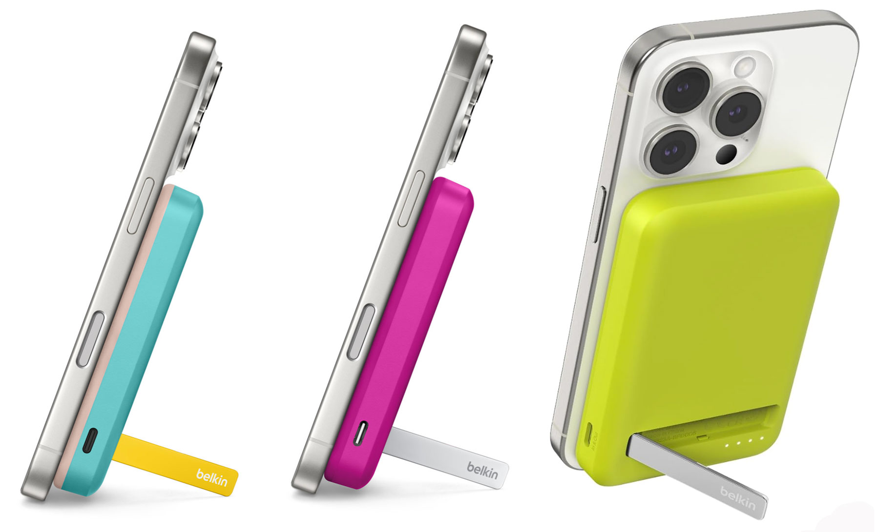 Belkin BoostCharge Pro Magnetic Power Bank with Qi2 15W 5K stand colors