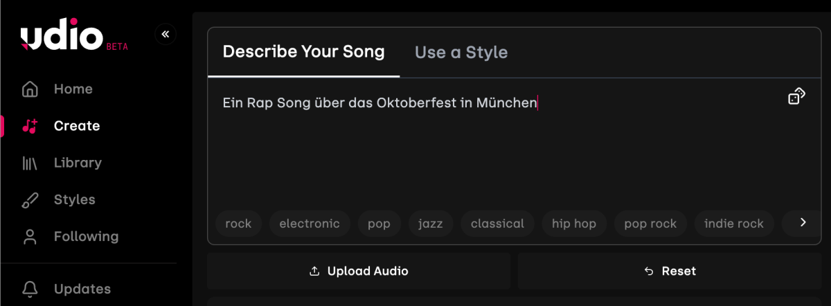 Udio Song Creation