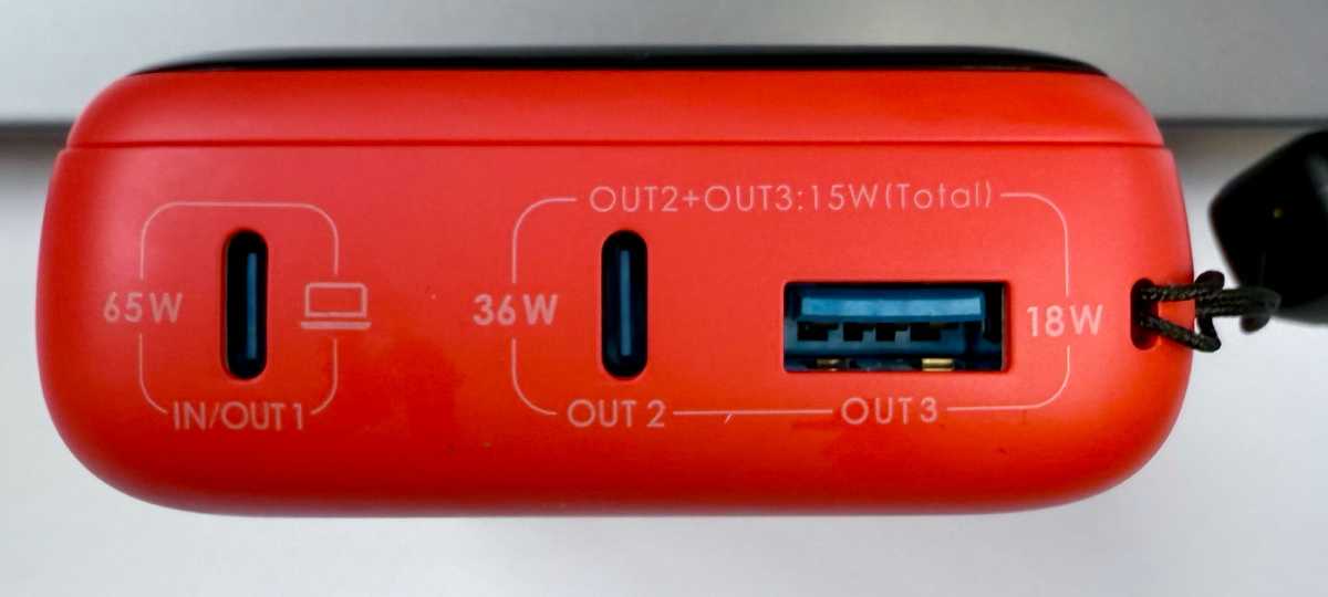 INIU Cougar P62 E1 20000mAh 65W Power Bank ports