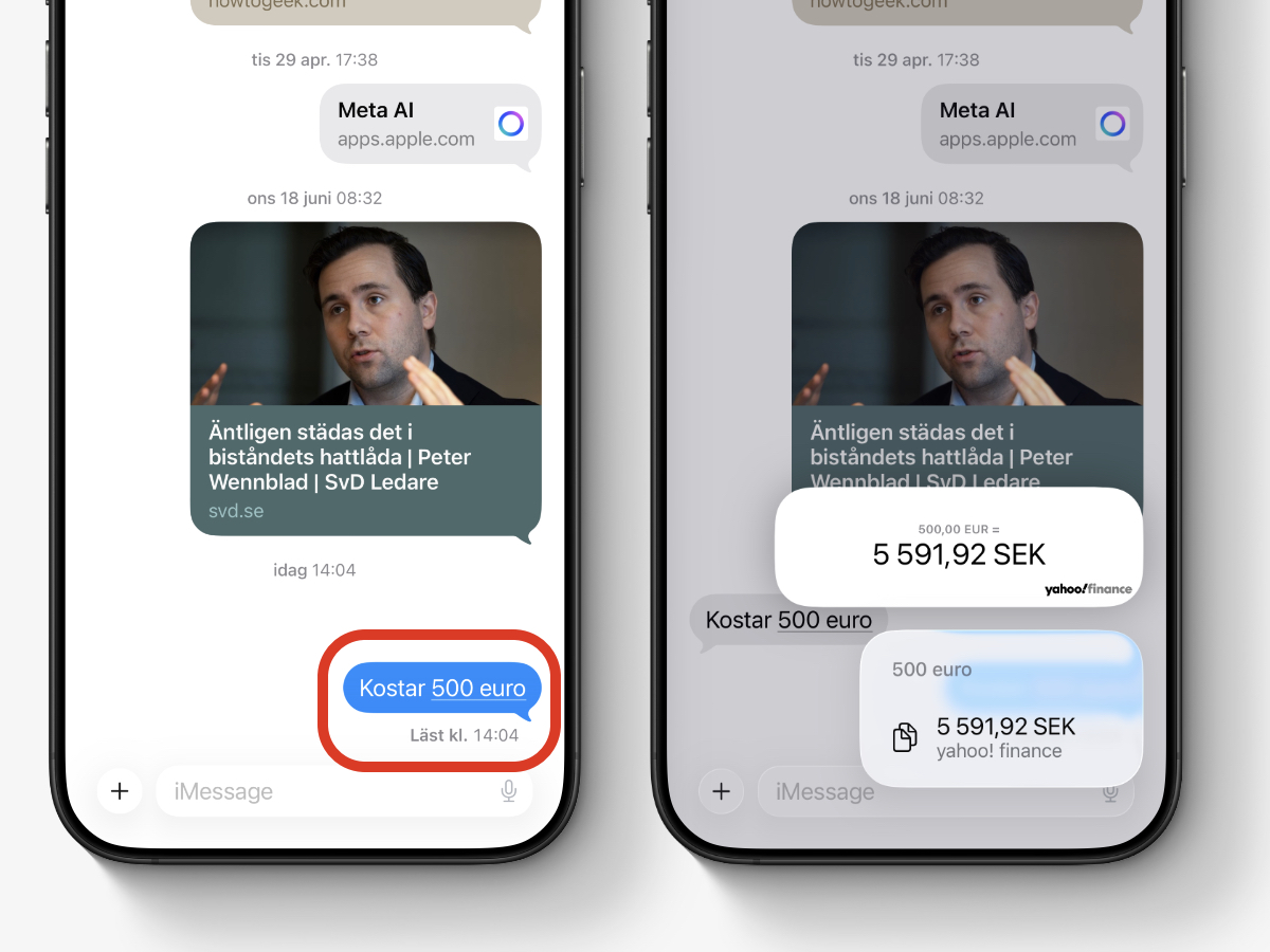 Konvertera mått och valuta IOS 26