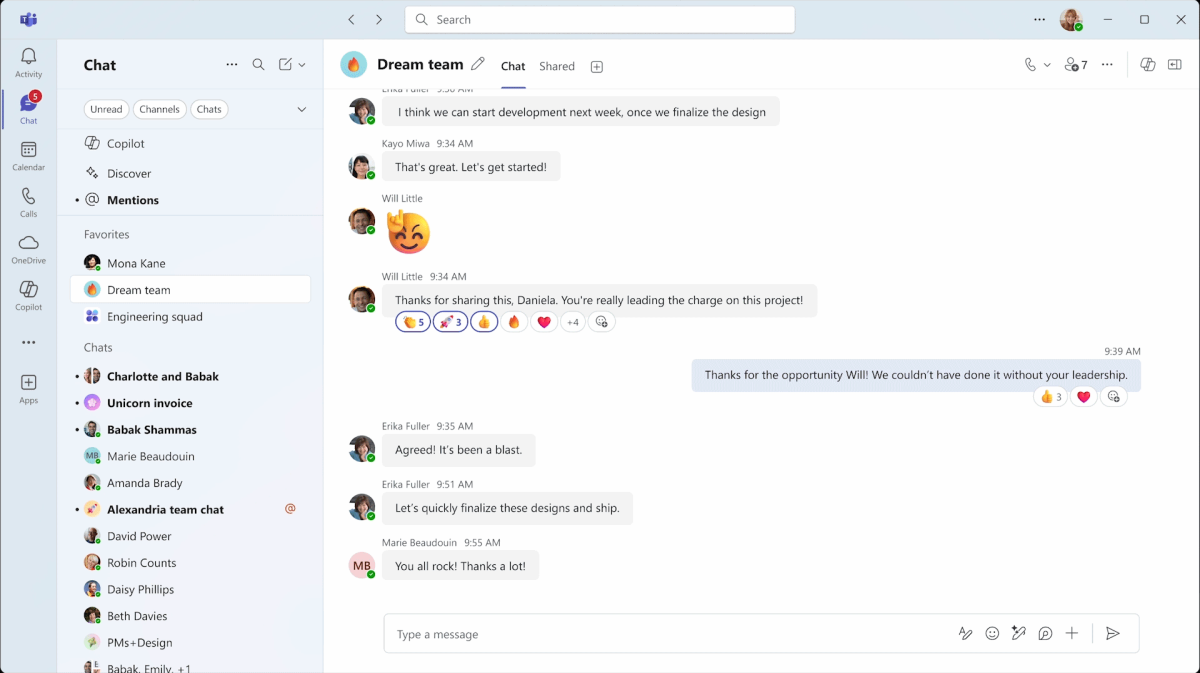 Microsoft Teams feature multiple emoji reactions screenshot