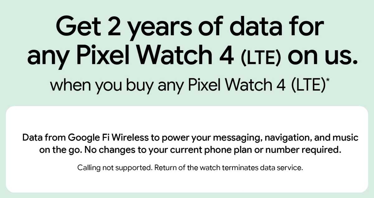 Pixel Watch 4 free LTE data