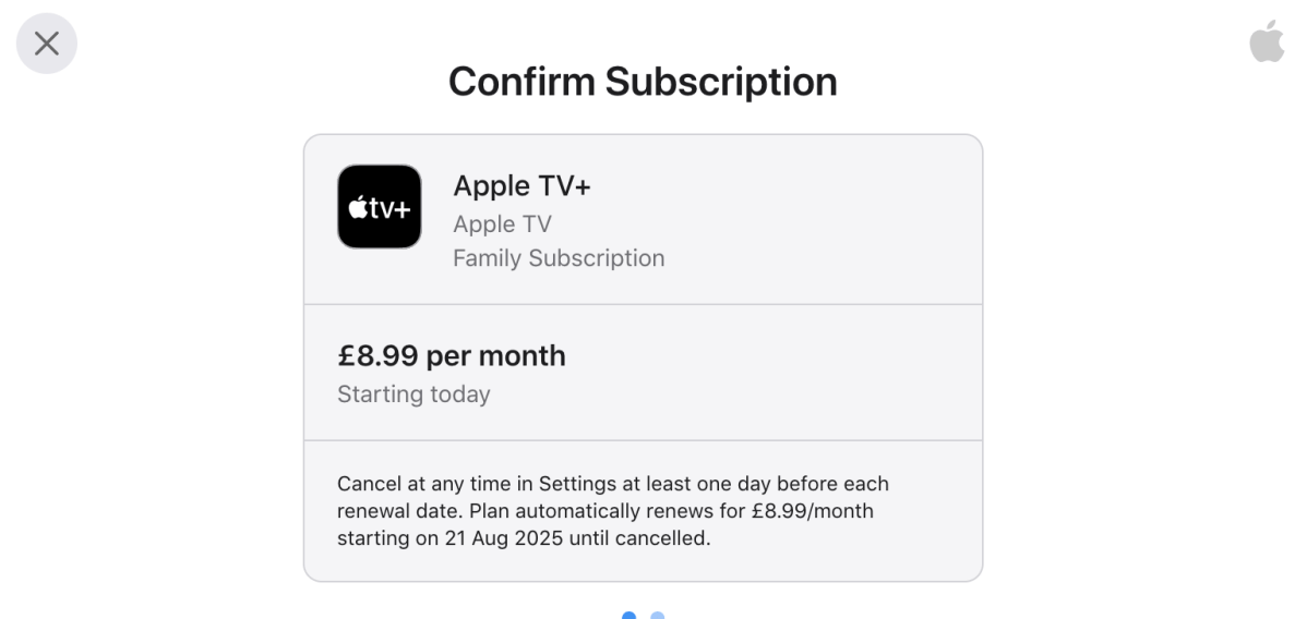 Apple TV+ confirm subscription UK