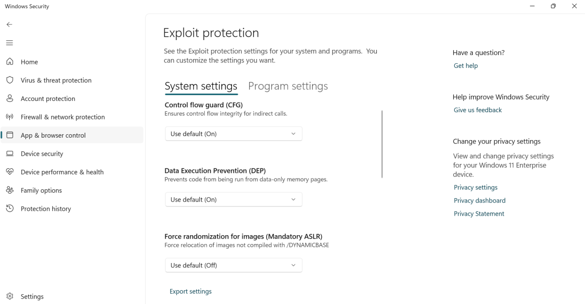 Exploit protection