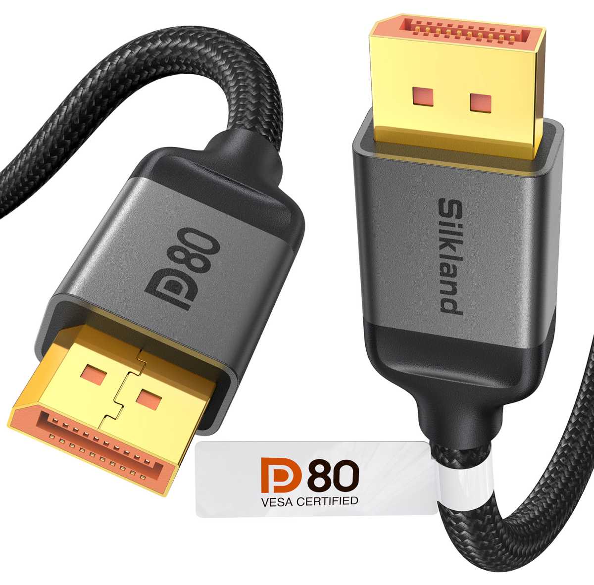 Silkland 80Gbps DisplayPort 2 1 Cable VESA Certified