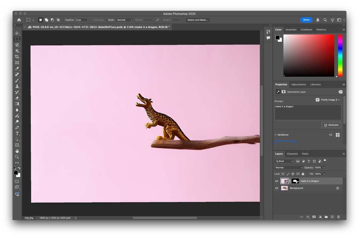 Using AI to generate a new subject in Photoshop
