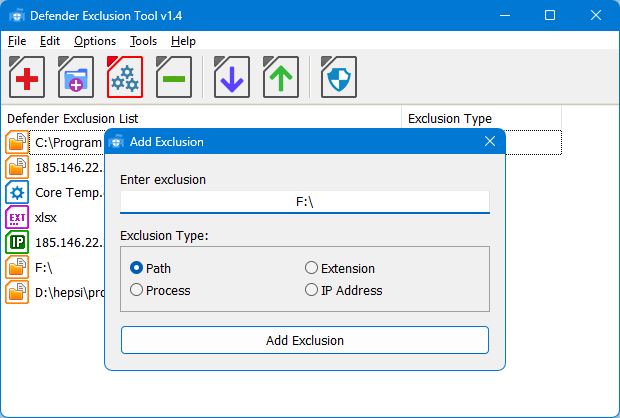 Defender Exclusion Tool