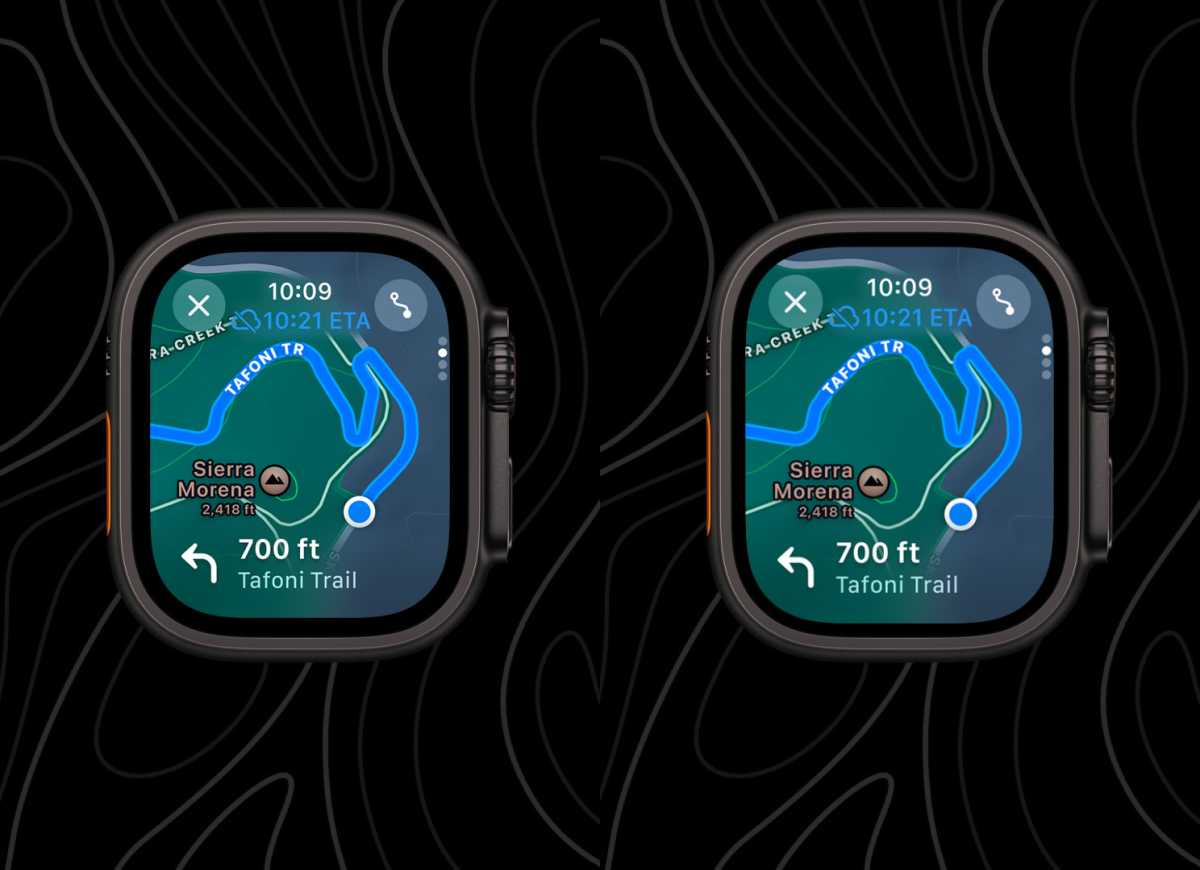 Vergleich von Apple Watch Ultra 2 und der simulierten Ultra 3