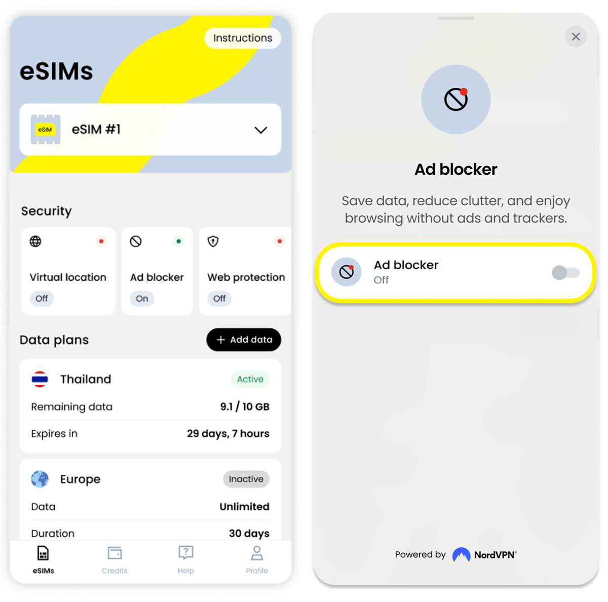 eSIM adblocker Saily