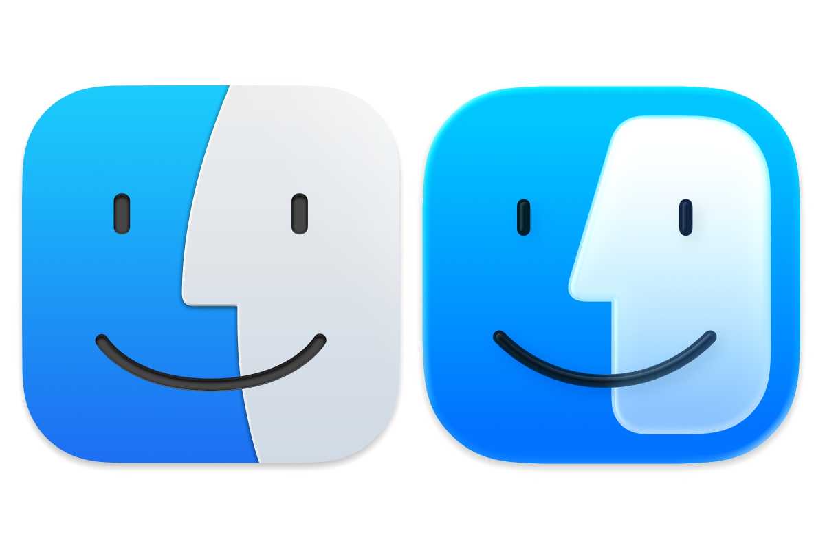 macOS 15 (left) and macOS 26 (right) Finder icons