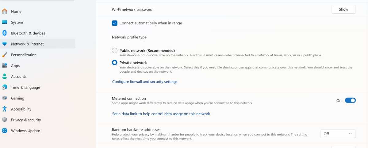 Windows metered connection
