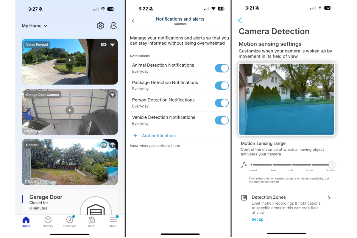 myQ Video Doorbell app screenshots