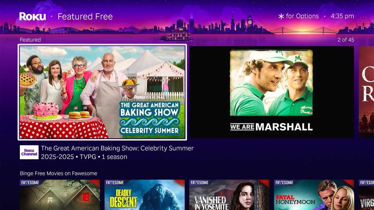Roku's "Featured Free" menu