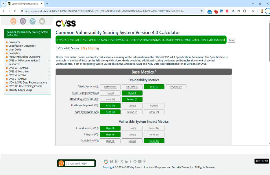 Der CVSS-4.0-Rechner zeigt an, wie gefährlich eine Sicherheitslücke nach dem Common Vulnerability Scoring System ist, und gleichzeitig, wie hoch das Risiko ist, dass sie ausgenutzt wird.