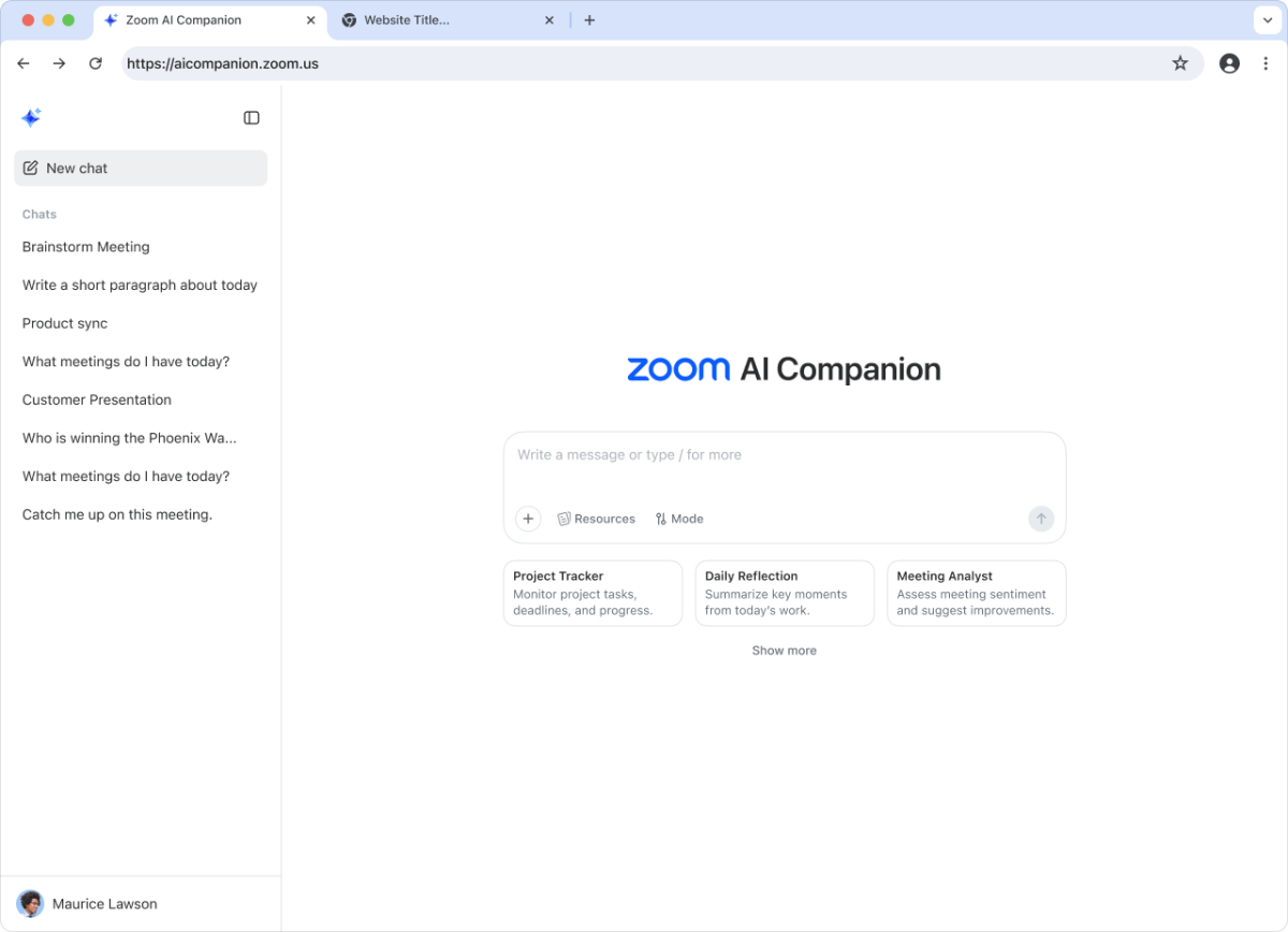 Zoom AI Companion on the web