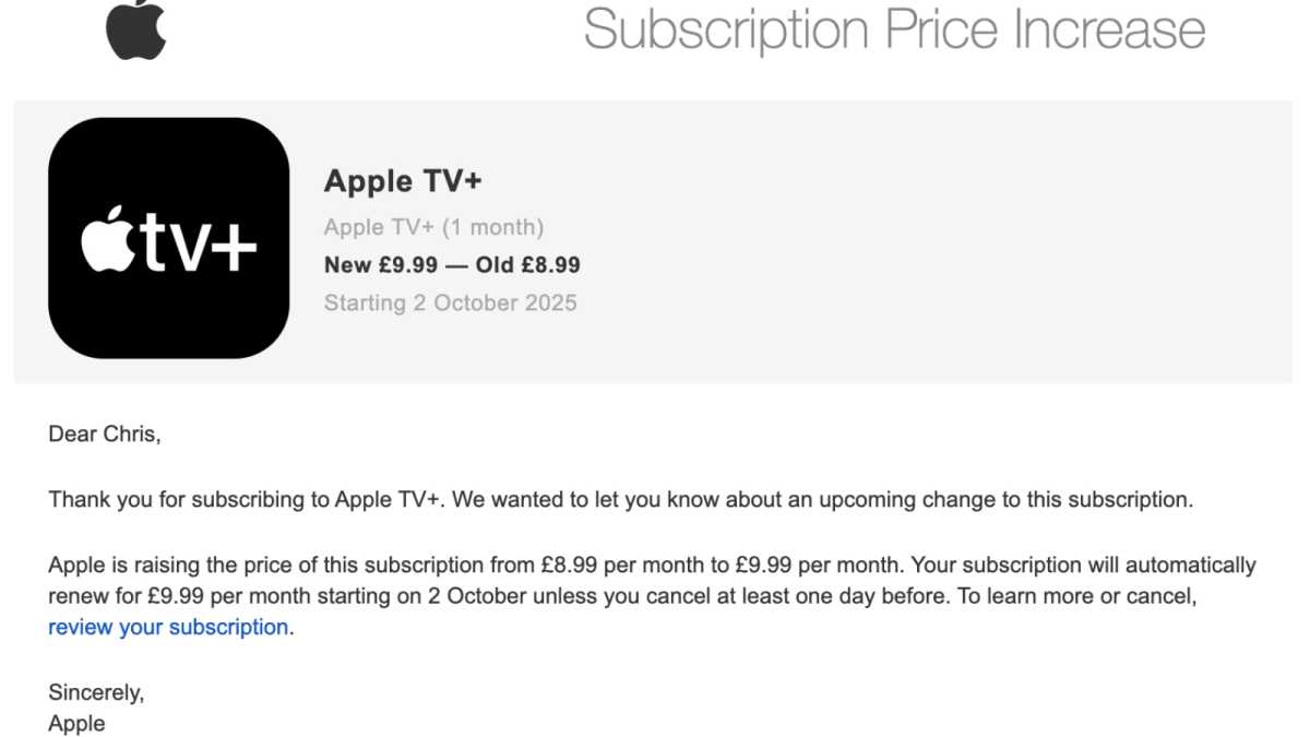 Apple TV+ UK price hike