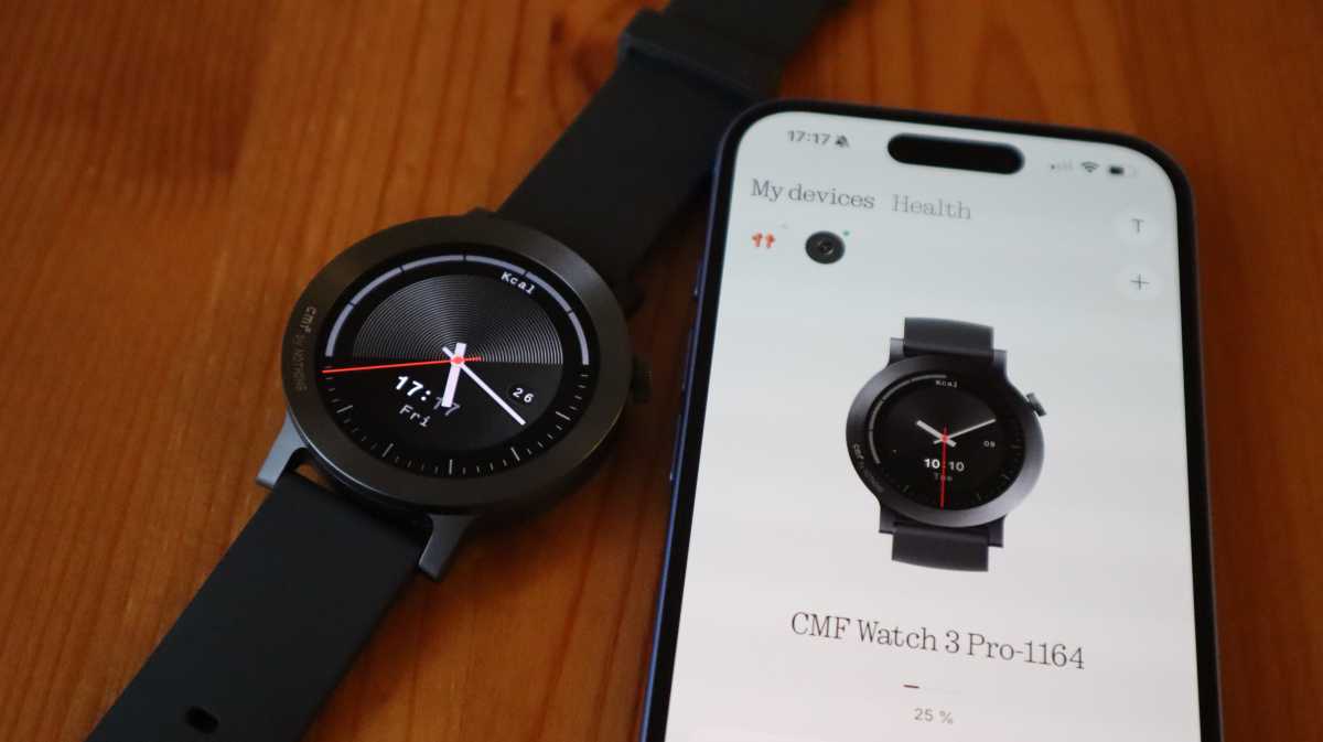 CMF Watch 3 Pro next to the Nothing X app