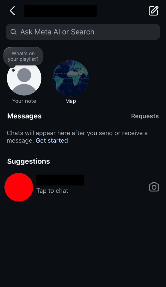 Instagram Maps feature icon in message list
