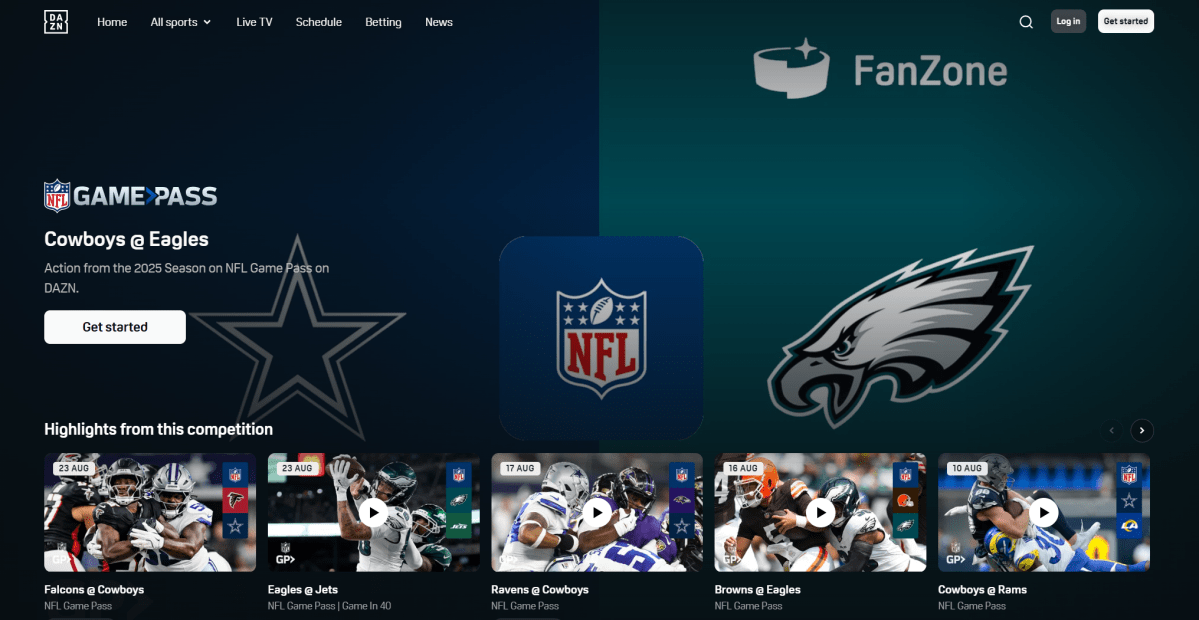 NFL Game Pass on DAZN