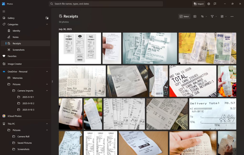 Microsoft Photos auto-categorization