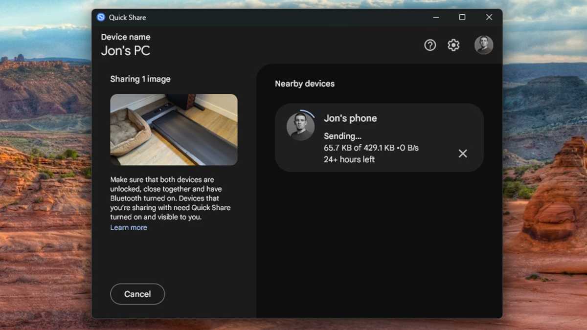Quick Share moving files between Windows and phone