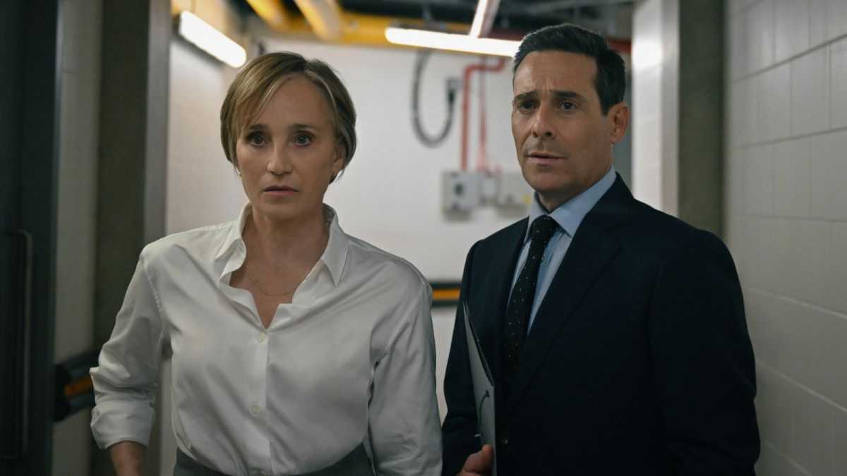 Slow Horses season 5 - Kristin Scott Thomas as Diana Taverner and James Callis as Claude Whelan