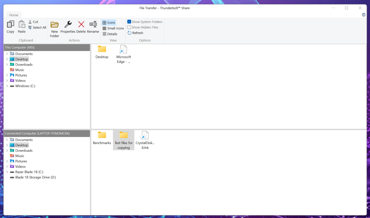 Thunderbolt Share file transfer