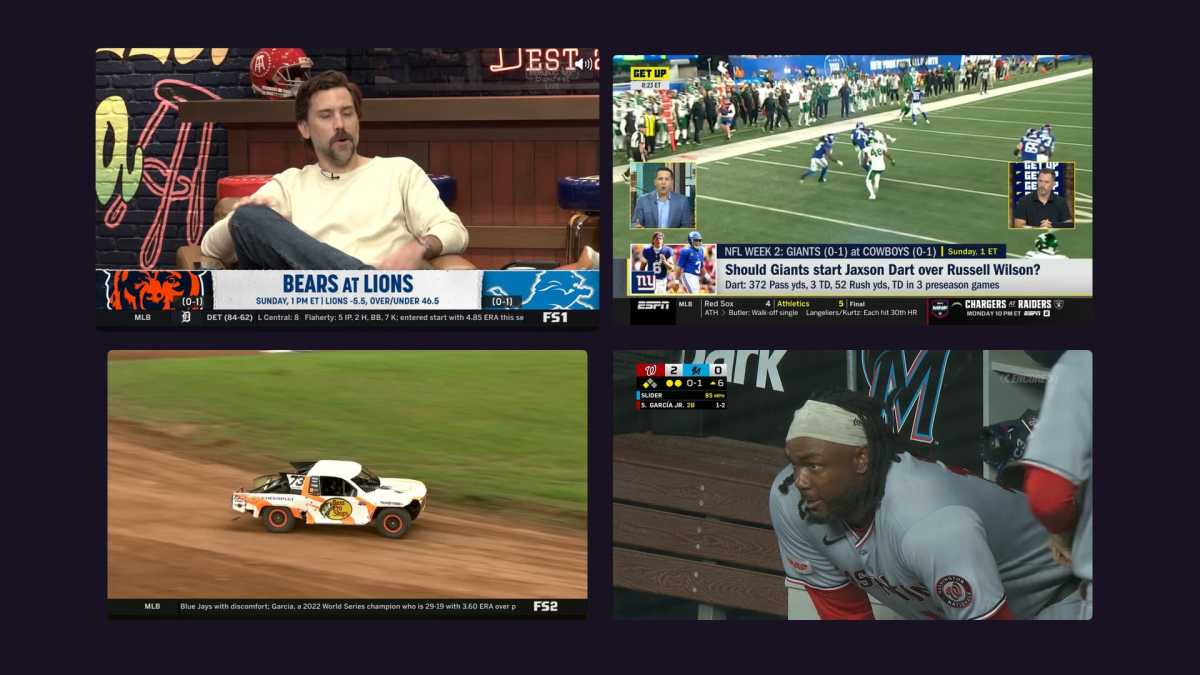 Channels DVR four-way split-screen