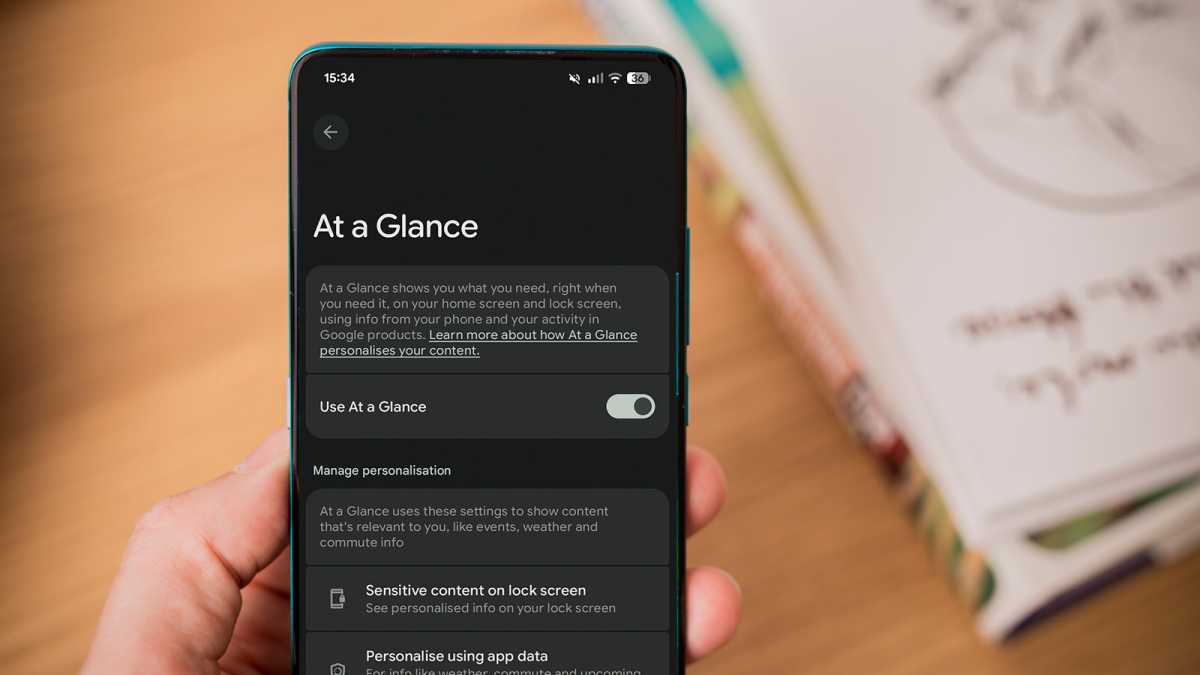 At at Glance settings on Google Pixel phone