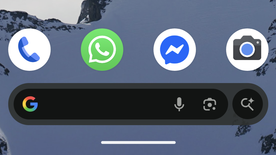 Search bar on Google Pixel home screen